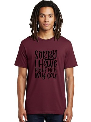 Sorry I Have Plans With My Cat Mens Graphic Tee, 100% Cotton, Casual Summer Wear