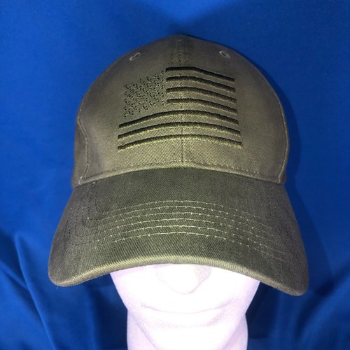EUC olive green (US military color) USA-flag embroidered crown front low profile