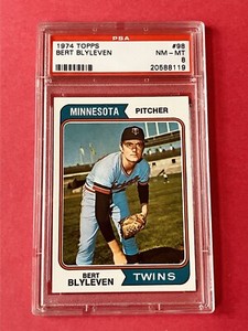 1974 Topps #98 Bert Blyleven PSA 8 Near Mint-Mint Minnesota Twins HOF Centered