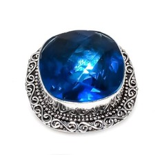 Natural Swiss Blue Topaz Gemstone 925 Sterling Silver Jewelry Ring Size 9.5 w007
