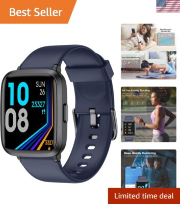 Smart Fitness Watch with Multi-Sport Modes, 50m Waterproof & Sleep Analysis
