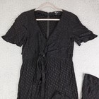Madewell Romper Womens 4 Black Wide Leg Wrap Waist Jumpsuit Black Jacquard VNeck — photo 3