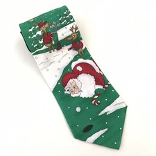 Christmas Neck Tie Hallmark Golfing Santa Reindeer Yule Tie Greetings Golf Snow