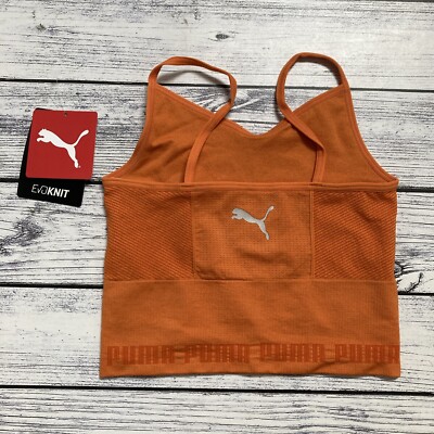 Puma Evoknit Seamless Crop Top Gym Training Sports Bra Burnt