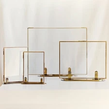 Vintage Style Double-Sided Gold Metal Floating Picture Frames Gift