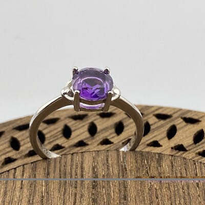 Atemberaubender Ring in Krappenfassung lila Amethyst Sterlingsilber 925 einzi...