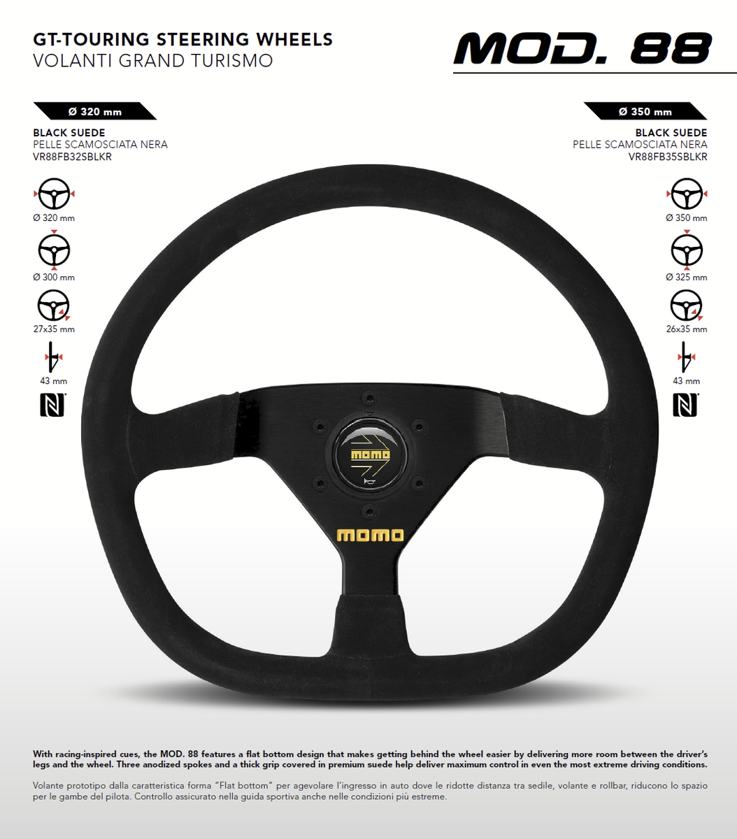 Genuine New MOMO ITALY STEERING MOD. 88 SUEDE Black 350 mm | eBay