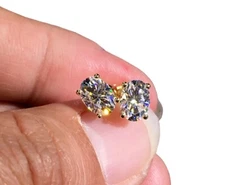 1.00 Carat Oval Shape VVS1/D Lab Created Stud Earrings 14k White Gold 7mm