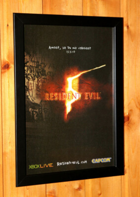 Resident Evil 5 Video Game Rare Small Poster Ad Page Framed PS3