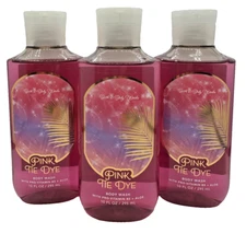 Bath & Body Works LOT of 3 Bottles PINK TIE DYE Body Wash Shower Gel 10 oz