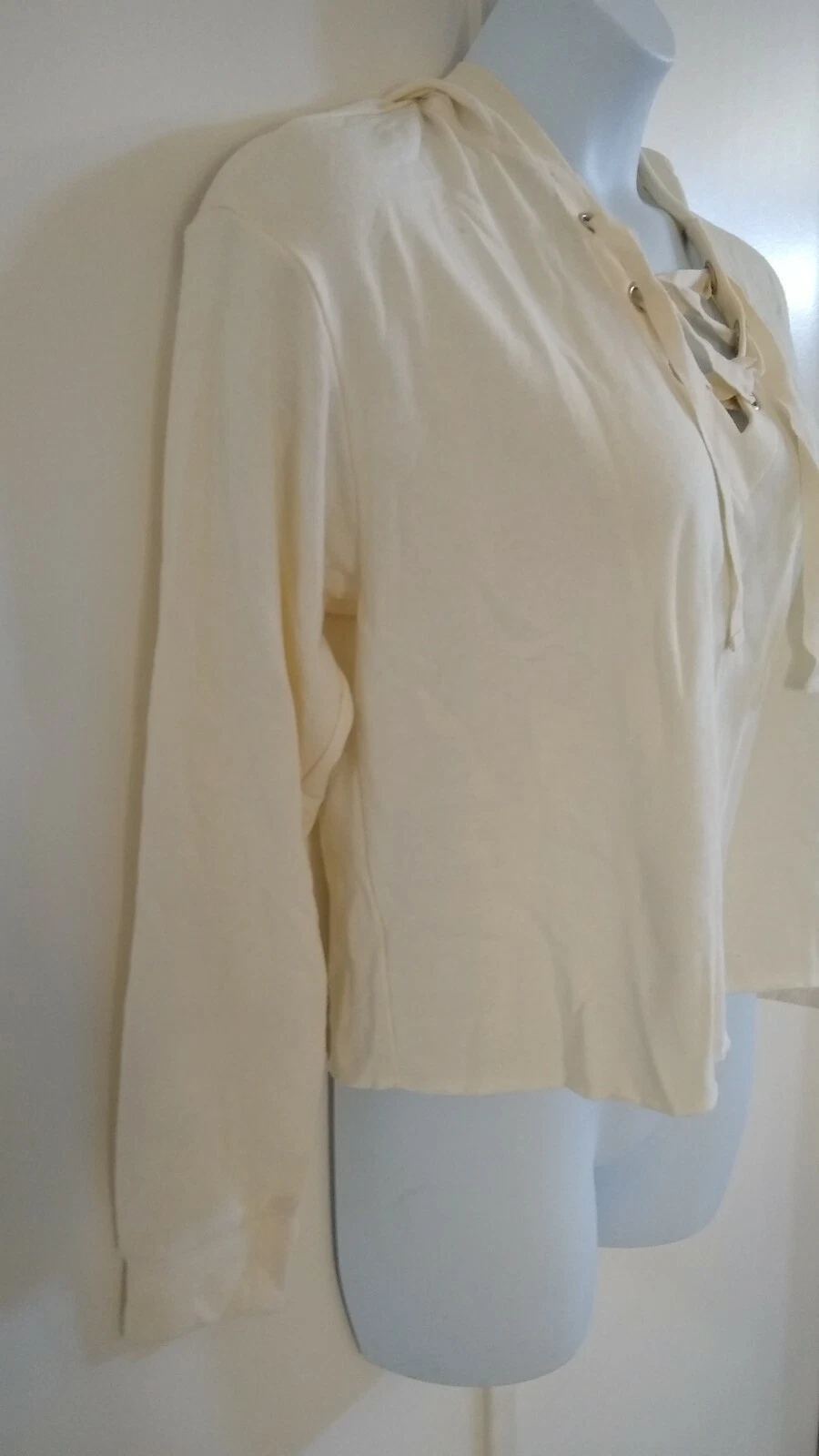 OFF WHITE Felpa donna Xhilaration manica lunga coulisse crop con cappuccio panna beige XL