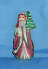Vintage Santa Claus with Tree Silk Embroidered Christmas Ornament — photo 3