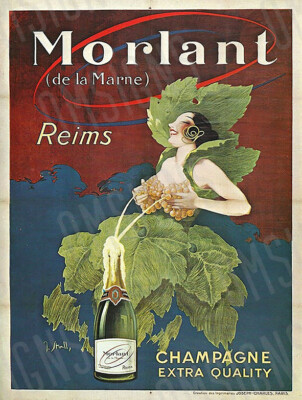 Morlant Champagne Ad Metal Sign FREE SHIPPING Vintage Cocktail Bar Decor