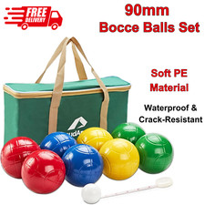 90mm Bocce Ball Set, Soft PE Balls,Set of 8 Balls 1 Pallino Case,Measuring Tape