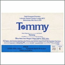 The Who 1975 Tommy Gala European Premiere Ticket Stub (UK)