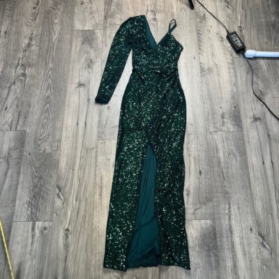 bcbg green sequin dress BCBGMaxAzria Fern Green One-Sleeve Ruched Sequin Dress Size XXS MSRP $398