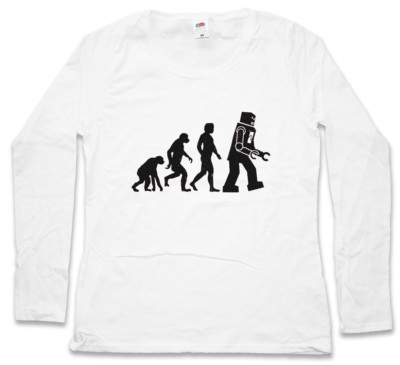THE BIG WHITE ROBOT EVOLUTION BANG THEORY WOMEN LONG SLEEVE T-SHIRT Geek Nerd