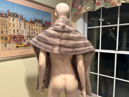 Oversized 68"-15" Sapphire Blue Iris Mink Real FUR STOLE WRAP Shawl SHRUG Bridal - Picture 7 of 9