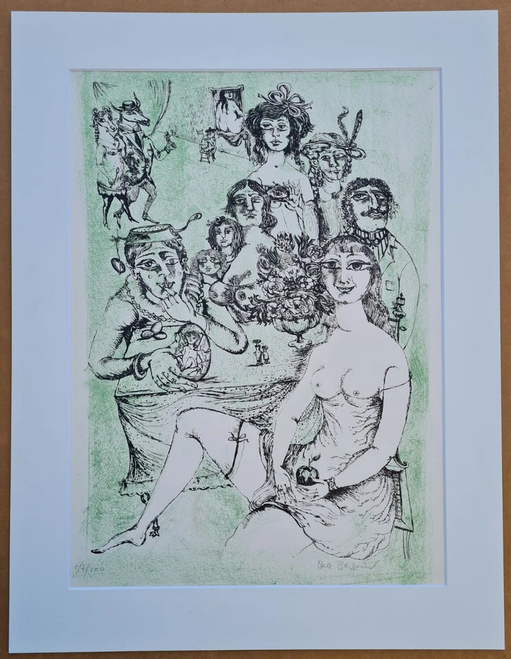 BELE BACHEM Original - Lithografie handsigniert, Passepartout, Geburt, Baby - Bild 4 von 4