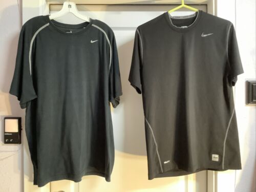 Lot Of 2 Black Nike Pro DriFit Poly/Blend Mens Sz Large T-Shirts-EUC! - Foto 1 di 12