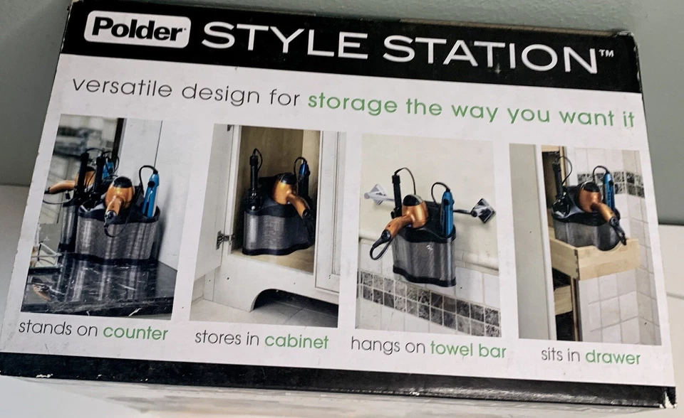 Polder Style Station Hairdryer & Straighteners Storage Holder In Black/Silver - Image 4 of 4
