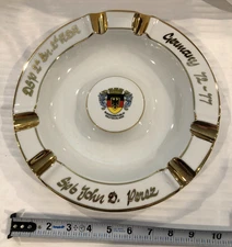 Cigar Ashtray Large Vintage Ceramic GERMANY 6 Rests Military Related Markings