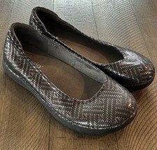 Alegria Petal Ballet Pewter Dazzler Loafers 7.5 Silver Leather Arch Support