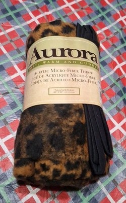Aurora Leopard Acrylic Microfiber Throw Blanket | Made In USA | 60''x50''