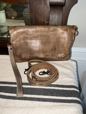Bed Stu Leather Cadence Wallet Wristlet Crossbody Bag Taupe Brown Rustic $175