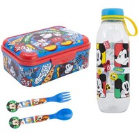 Disney Mickey Maus 4 Tlg Lunch Set Brotdose Trinkflasche 650 Ml - LöFfel Gabel