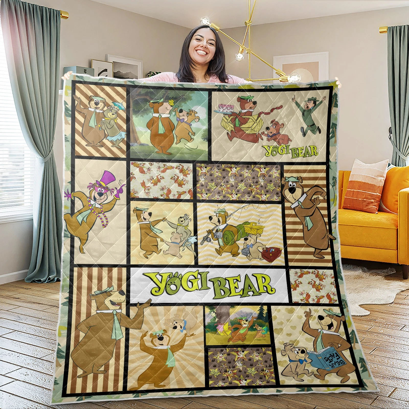 Yogi Bear Classic Cartoon Quilt Blanket – Retro Animation Cozy Gift