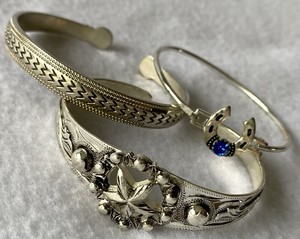 Lot (3) Vintage Silver Cuff BRACELETS~ Cowgirl Western Equestrian Style~1 MARKED