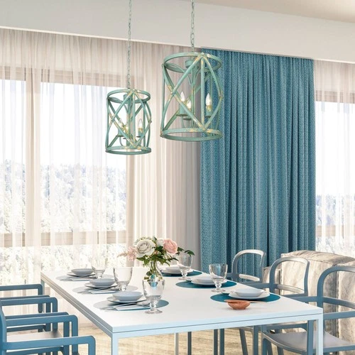 Alcott 13" Wide Antique Teal 3-Light Pendant - Picture 7 of 9