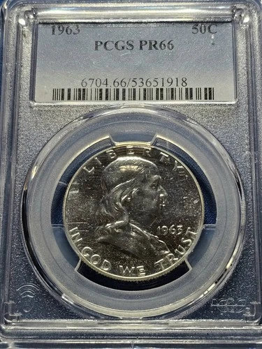 A 1963 50C (Proof) Franklin Silver Half Dollar PCGS PR66