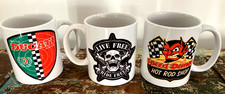 3 x Ceramic MUG New RETRO MOTORCYCLE/ BIKERS / MOTORBIKE RIDERS MEMORABILIA