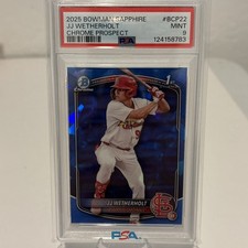 2025 Bowman Sapphire JJ Wetherholt Chrome 1st Prospect #BCP-22 Cardinals PSA 9