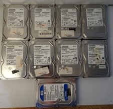 Lot of 9 500GB 3.5" 8 - Toshiba & 1 - WD SATA Hard Drives For Parts/Repair