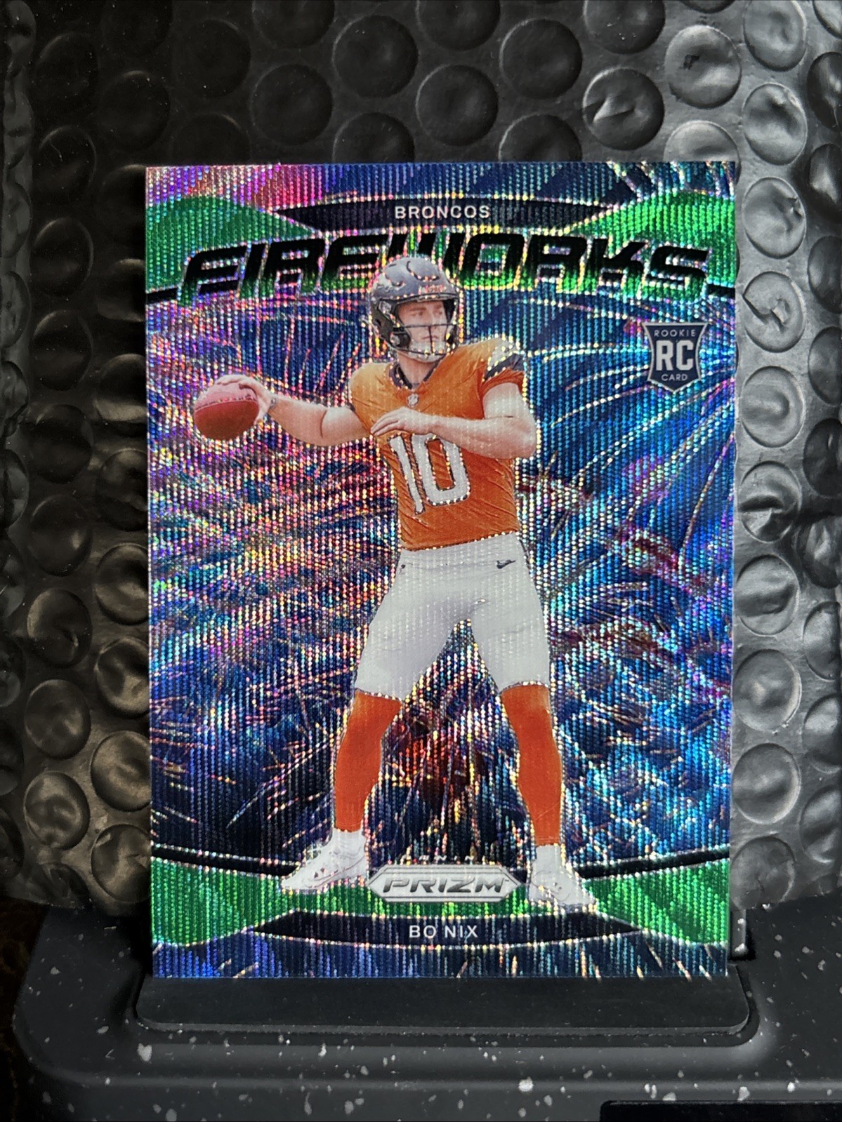2024 Panini Prizm - Fireworks Bo Nix #23 Green Wave Prizm (RC)