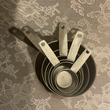 Vintage Foley Stainless Steel Measuring Cups Set of 2 Cup 1 Cup 1/2 1/3 1/4 1/8