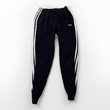 Adidas Black  White 3 Side Stripes Gym Fleece Joggers Sweatpants Sweat Pants Sm