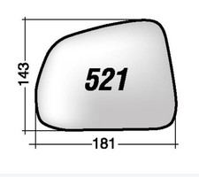 Per Opel Antara dal 2006 Vetro di Ricambio Sx per Specchio Retrovisore 181x143mm