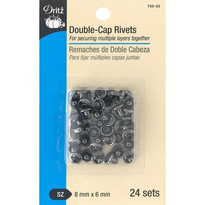 Dritz 750-33  Double-Cap Rivets 8mm Cap X 6mm Post 24/pkg-Gunmetal