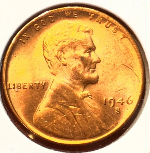 1946-S Lincoln Wheat Cent Penny GEM RED BU From an Original Bank Roll