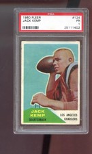 1960 Fleer #124 Jack Kemp ROOKIE RC PSA 1 Graded Football Card Chargers