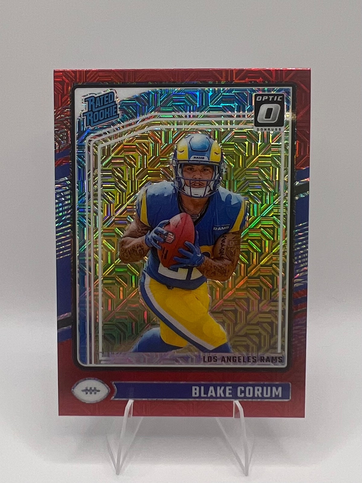 Blake Corum 2024 Panini Donruss Optic Red Mojo - #208 RC Los Angeles Rams