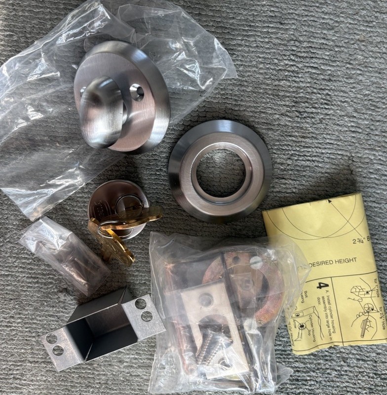 Omnia Single Cylinder Auxiliary Deadbolt Kit in a Satin Chrome (US26D) W/2 Keys