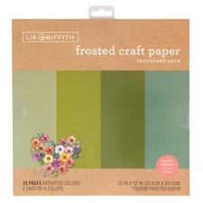 Frosted Craft Paper 12" x 12" Succulent Pack 20 Sheets
