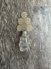 VTG.  GLASS PERFUME BOTTLE W/ ORNATE TOP