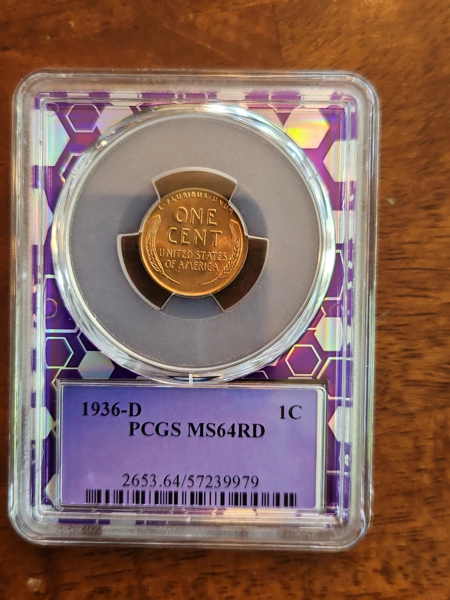 Copper Grade MS 64 1936 Year Lincoln Wheat US Small Cents (1909
