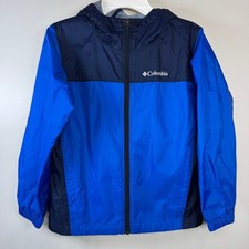 Columbia Windbreaker Jacket Kids S Blue Colorblock Hooded Gorpcore Trail Ready